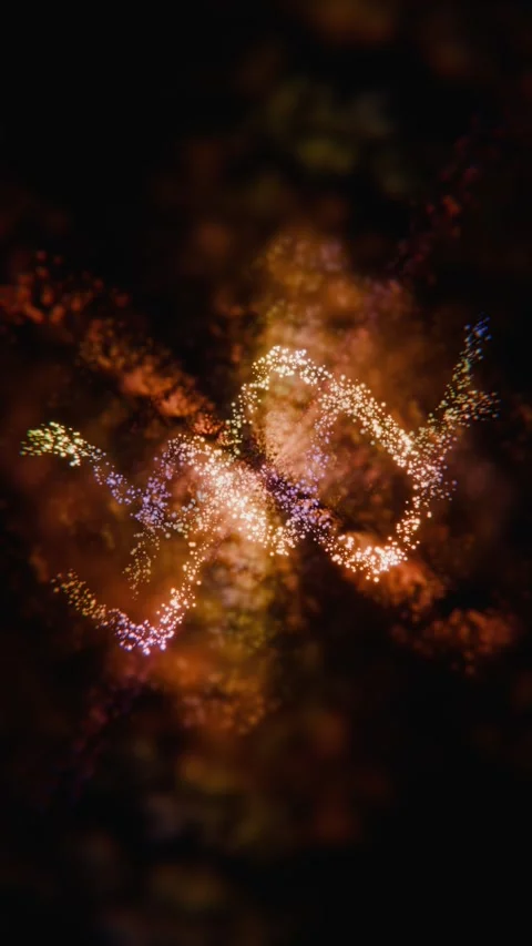 Glowing particle wave swirling in abstract dark space Stock Footage 346658400