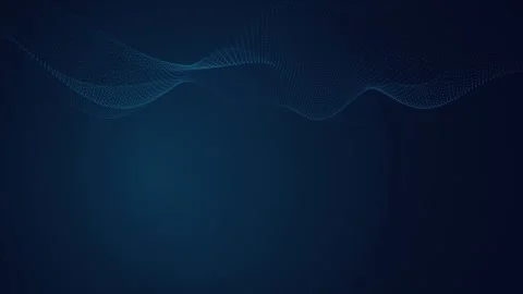 Glowing particle wave undulating slowly across a dark navy background Stock Footage 340877279