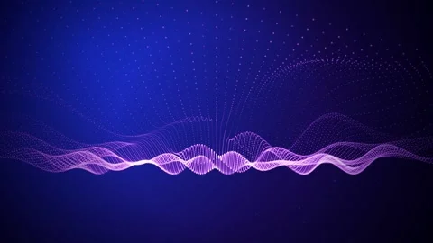 Glowing particle waves flow horizontally in a seamless loop Stock Footage 341856202