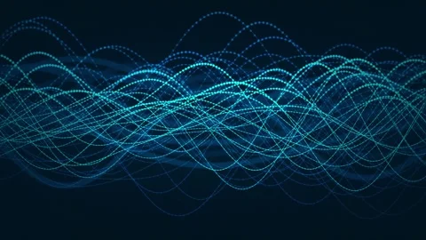 Glowing particle waves oscillate in a seamless loop Stock Footage 341274769