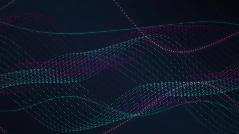 Glowing particle waves oscillate in a seamless loop Stock Footage 343115031