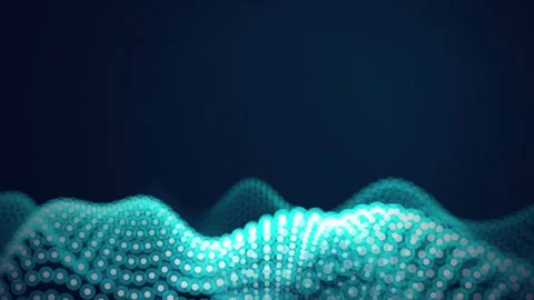 Glowing particle waves rise and fall in a seamless loop Stock Footage 341665839