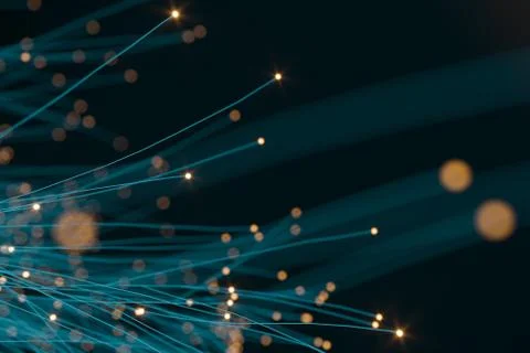 Glowing particles and lines with dark background,3d rendering. Stock Illustration