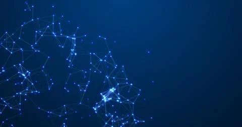 Glowing particles and triangles, blue background Stock Illustration