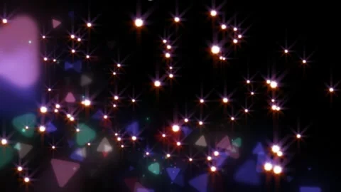 Glowing particles and triangles move in darkness Stock Footage 337447914
