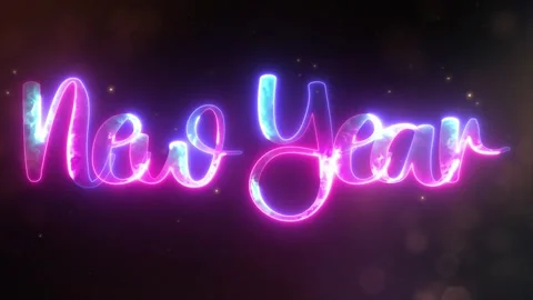 Glowing particles background with the neon number text new year. Happy New .. Stock Footage 290071212
