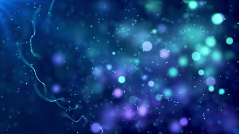 Glowing Particles With Bokeh Effect Floating On Dark Blue Background Stock Footage 142629064