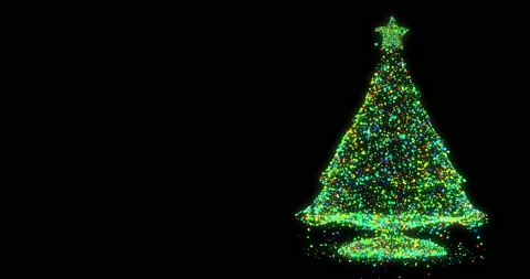 Glowing Particles Christmas Tree Green - Merry Christmas Stock Footage 219925177