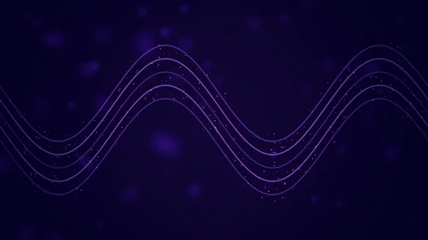 Glowing particles drift along wavy horizontal lines in a seamless loop Stock Footage 341401817