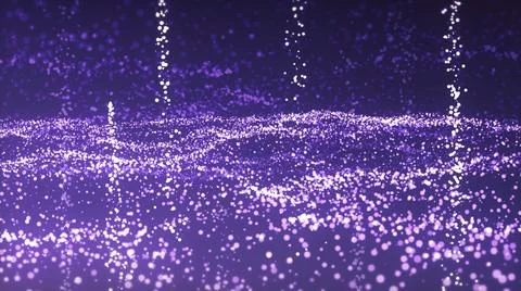 Glowing particles dynamic background, science fiction or microcosm. Motion. Wavy Stock Illustration