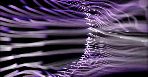 Glowing particles dynamic liquid flow . Illustrazione stock