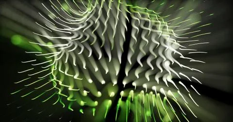 Glowing particles dynamic liquid flow . Stockillustratie