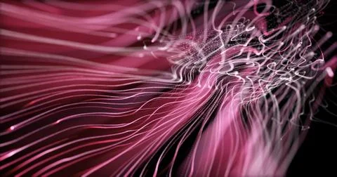Glowing particles dynamic liquid flow . Illustrazione stock