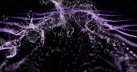 Glowing particles dynamic liquid flow . Illustrazione stock