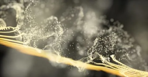 Glowing particles dynamic liquid flow . Stock Illustration