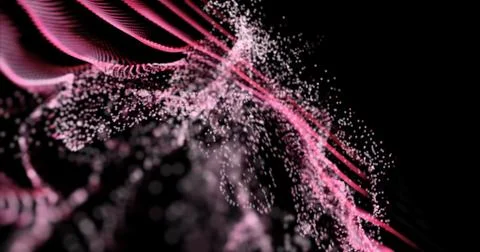 Glowing particles dynamic liquid flow . Illustrazione stock