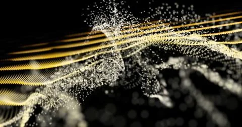 Glowing particles dynamic liquid flow . Stockillustratie