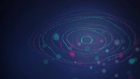Glowing particles flow along concentric elliptical rings creating a dynamic  Stock Footage 340678311