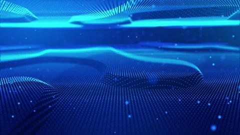 Glowing particles form dynamic lines and surfaces. Seamless background loop Vídeos de archivo 267421487