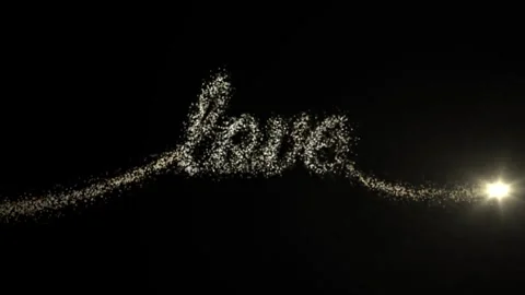 Glowing particles form love word on black background Stock Footage 338215794