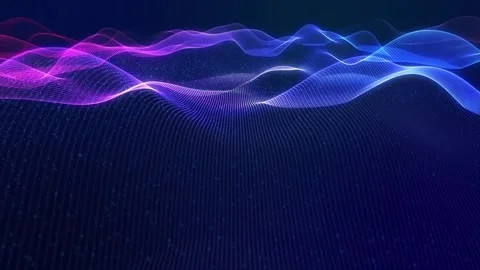 Glowing particles form surface. Luminous Wave Motion Design for Festive Events Stock Footage 261085584