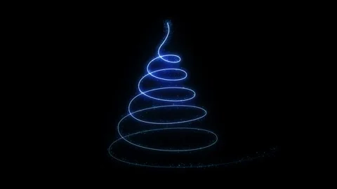 Glowing Particles Forming Christmas Tree on Black Background Stock Footage 296315178