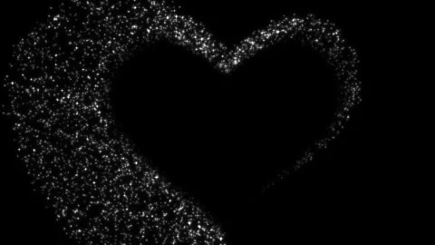Glowing particles forming heart shape loop animation on black background Stock Footage 332430653