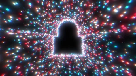 Glowing Particles forming a Shape of Digital Lock. Abstract Digital Background. Stock Footage 309674414