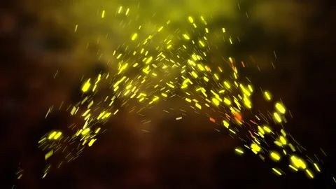 Glowing particles of light scattering in triangular pattern over dark background Stock Footage 304488288