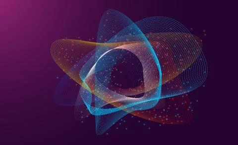 Glowing particles liquid dynamic flow. Trendy fluid cover design.Creative Illustrazione stock