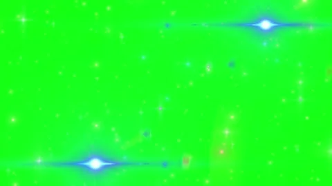 Glowing particles move on green background with blue sparkles Видео 337983543
