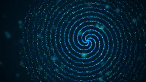 Glowing particles rotate in a double spiral seamless loop Stock Footage 340957347