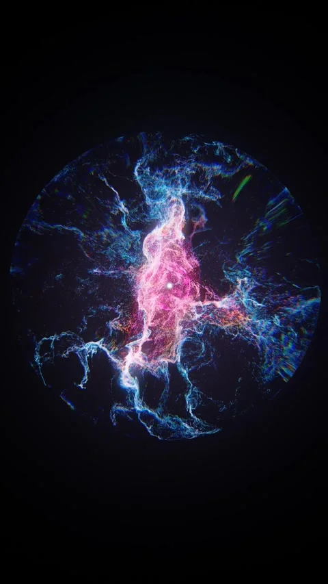 Glowing Particles Is Spreading And Vibrating In Magic Sphere Stock Footage 261659946