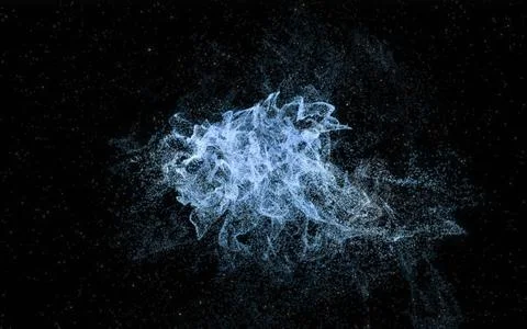 Glowing particles with wavy pattern, magical galaxy, 3d rendering. Stock Illustration