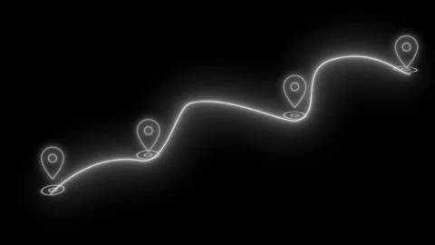 Glowing Path with Location Markers Animation Vidéo 326970301