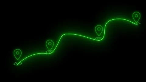 Glowing Path with Location Markers Animation Video stock 326970327