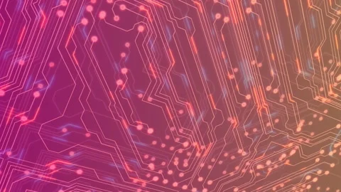 Glowing pathways and nodes on circuit board, technology animation Stock Footage 313095605