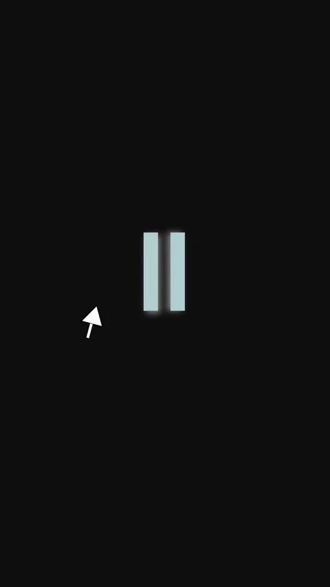 Glowing Pause Symbol and White Arrow Cursor on Black Background play button.. Stock Footage 321725402
