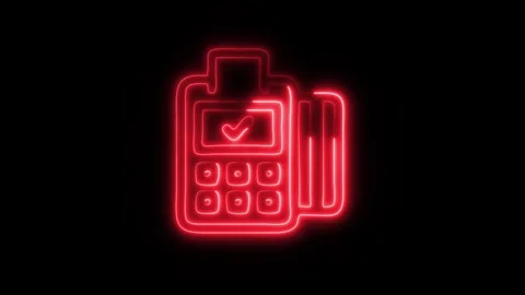 Glowing Payment Machine Icon in HD Video Neon Animation Stock Footage 304555356