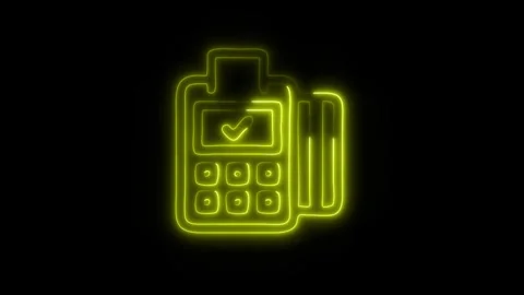 Glowing Payment Machine Icon in HD Video Neon Animation 스톡 동영상 304555357