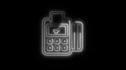 Glowing Payment Machine Icon in HD Video Neon Animation 스톡 동영상 304555360