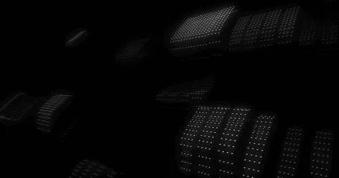 Glowing perforated panels floating at right in dark space, displaying regular Stock Illustration