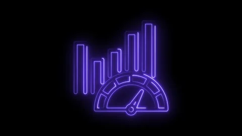 Glowing performance indicator bar graph animation on black background for b.. Stock Footage 346005798