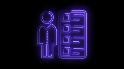 Glowing person with application form neon light effect on black background Stock Footage 322975420