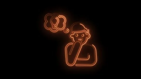 Glowing person icon with idea light bulb in thought bubble animation Stock Footage 345985083