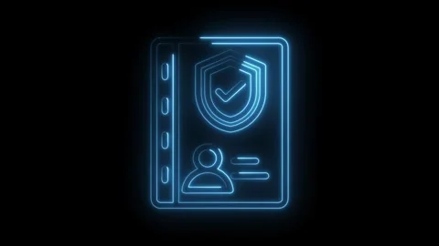 Glowing personal data protection and security icon on black background animation Stock Footage 330785177
