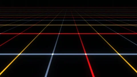 Glowing Perspective Grid Light Trails Seamless Loop Stock Footage 342436322