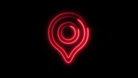 Glowing Pin Map Icon in HD Video Neon Animation Stock Footage 304555571