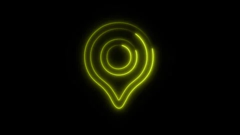 Glowing Pin Map Icon in HD Video Neon Animation 库存影片 304555580