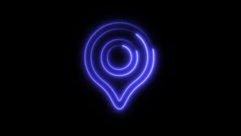 Glowing Pin Map Icon in HD Video Neon Animation Stock-Footage 304555581